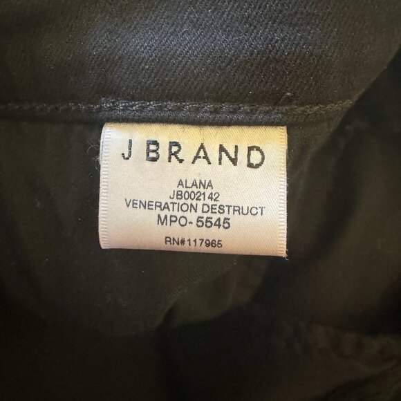 J Brand Alana Black High Waisted Distressed Skinny Frayed Hem Ankle Jeans - 31 - Picture 2 of 9